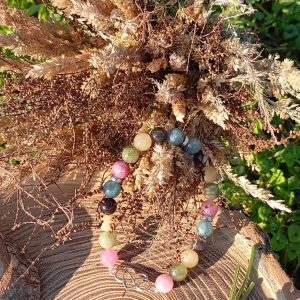 Bracelet en Tourmaline Multicolore – Harmonie, Guérison & Unité Corps-Esprit